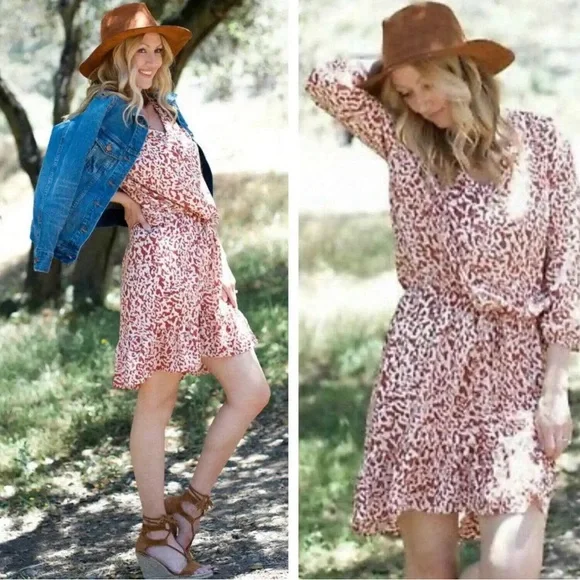 Cabi Natural Rust Button Front Sienna Tie Waist Tunic Dress S - Picture 1 of 10